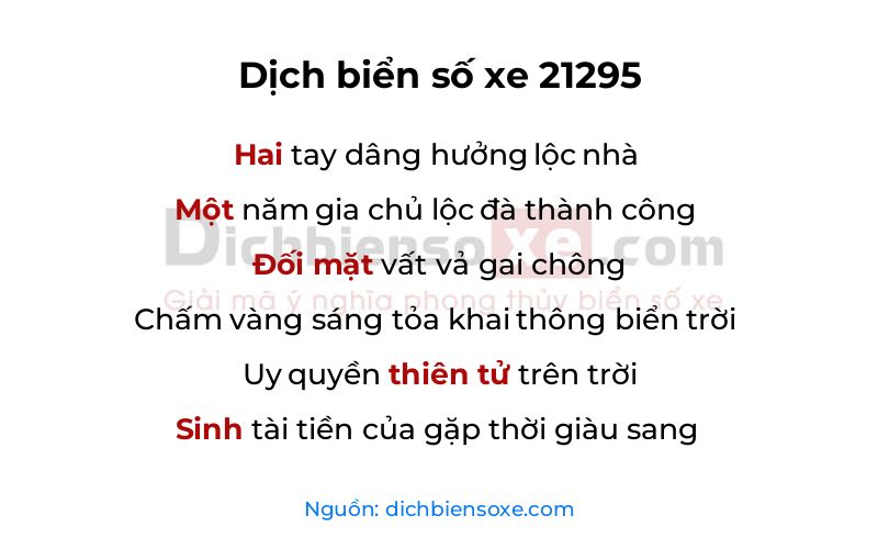 Dịch thơ biển số 21295