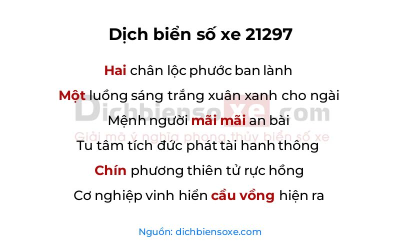 Dịch thơ biển số 21297