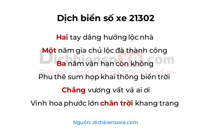 Dịch thơ biển số 21302