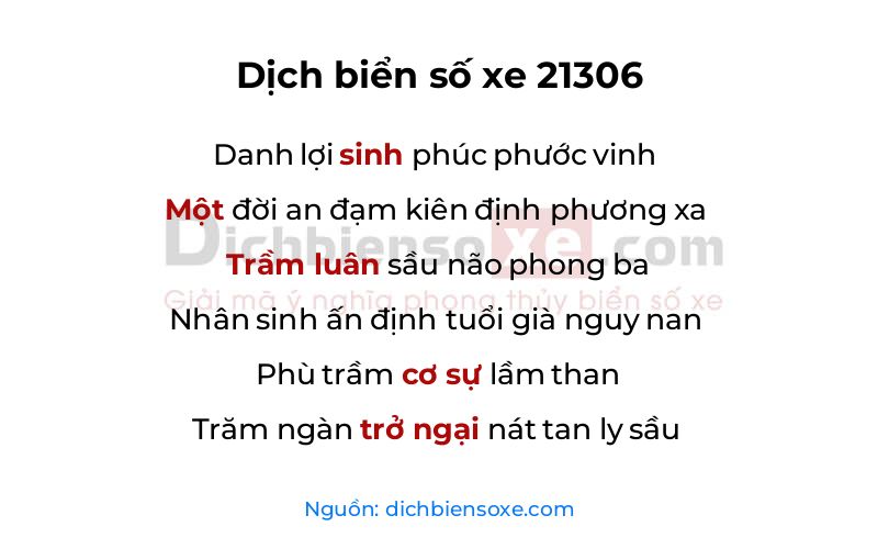 Dịch thơ biển số 21306
