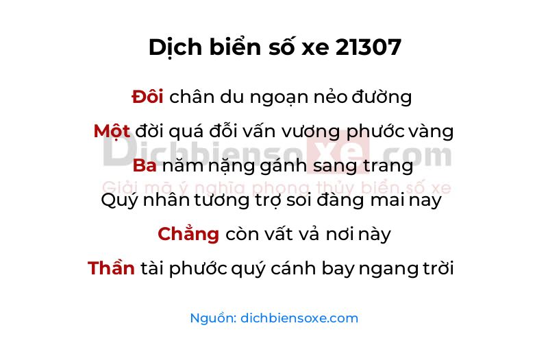 Dịch thơ biển số 21307