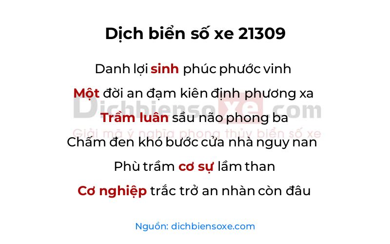 Dịch thơ biển số 21309