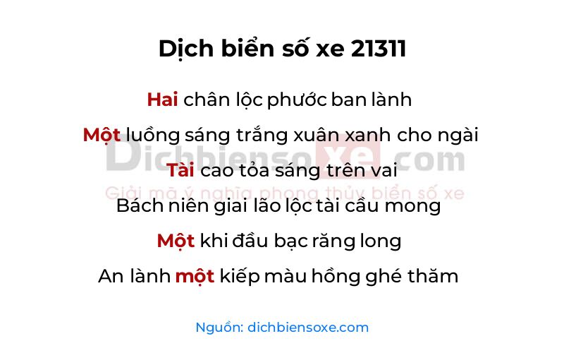 Dịch thơ biển số 21311