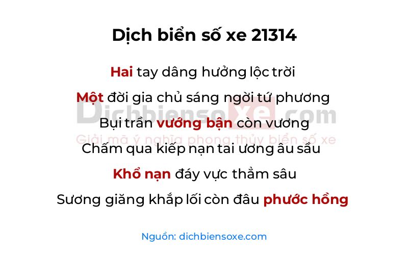 Dịch thơ biển số 21314
