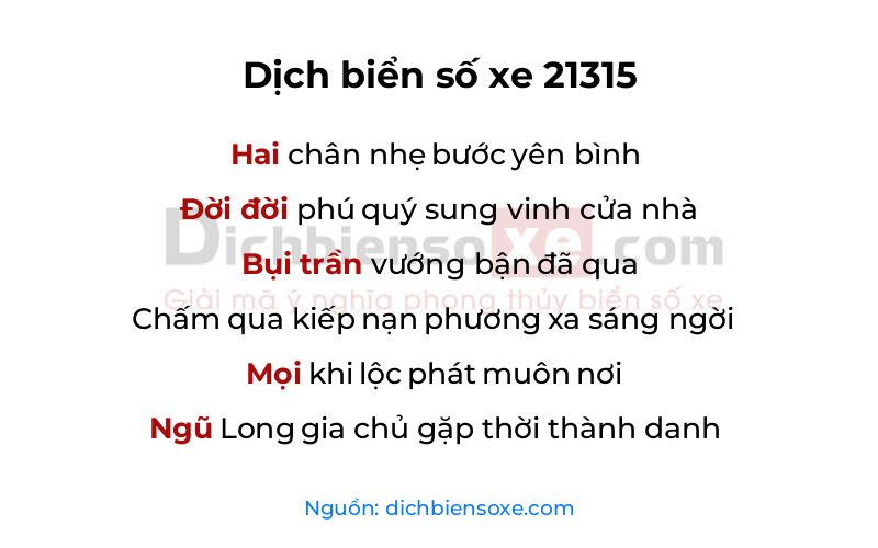 Dịch thơ biển số 21315