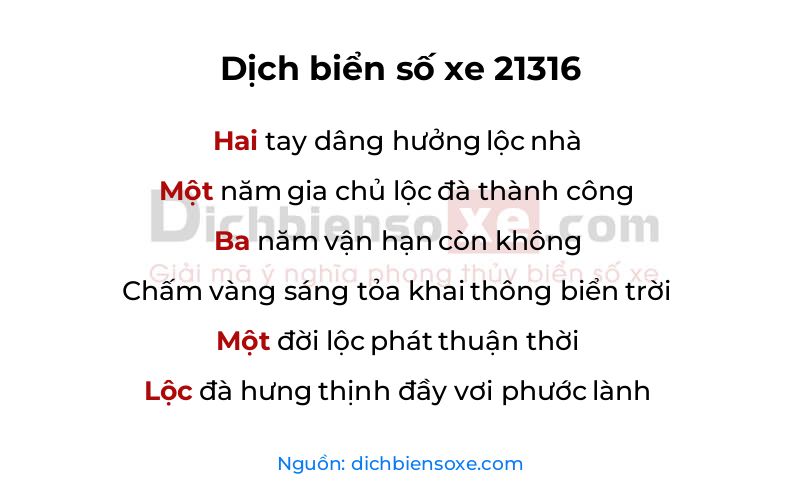 Dịch thơ biển số 21316