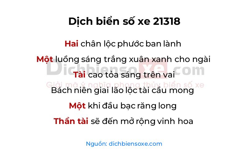 Dịch thơ biển số 21318