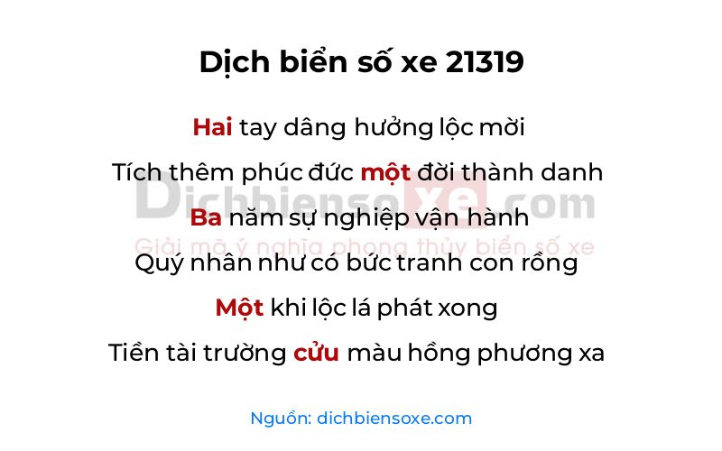 Dịch thơ biển số 21319