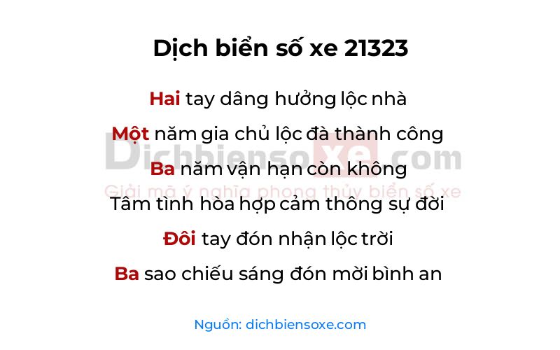 Dịch thơ biển số 21323
