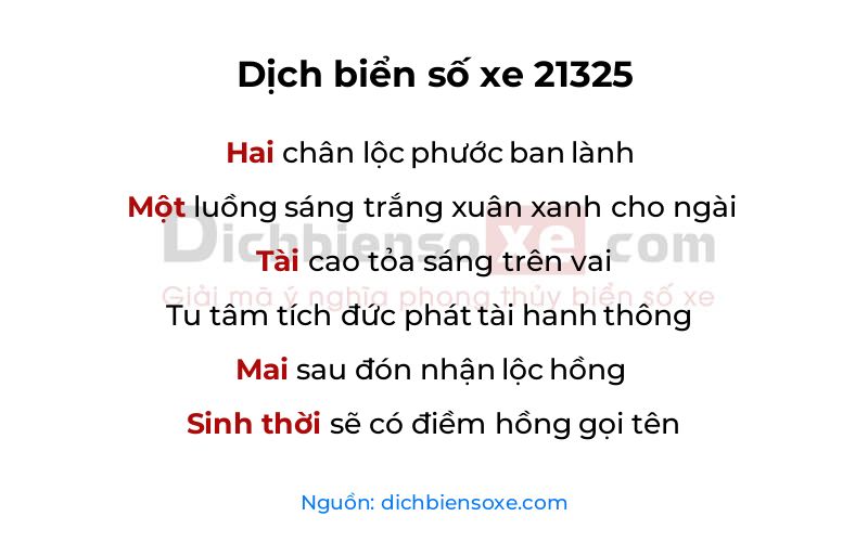 Dịch thơ biển số 21325
