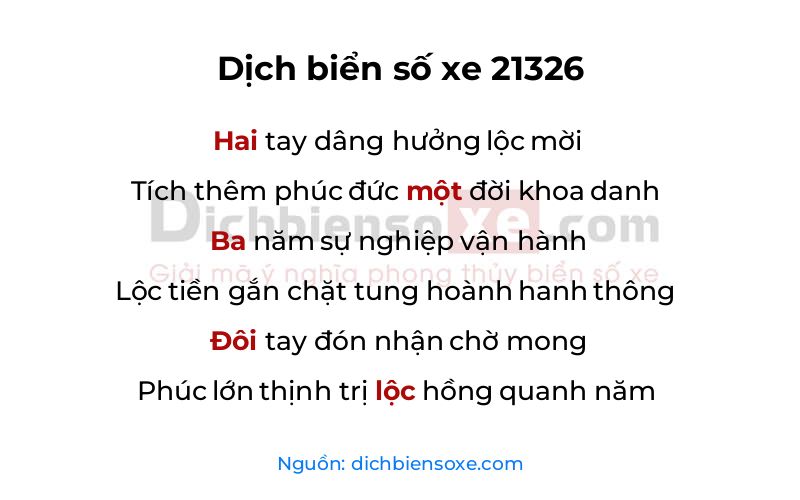 Dịch thơ biển số 21326