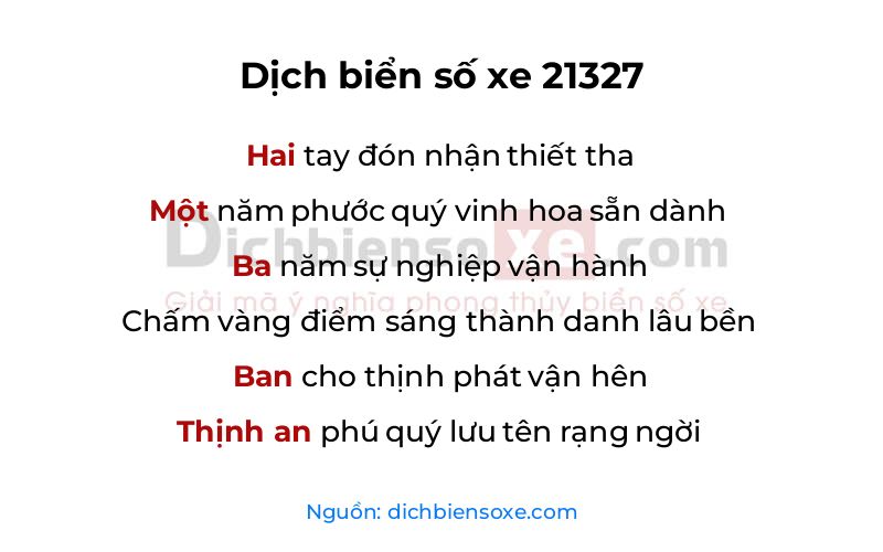 Dịch thơ biển số 21327