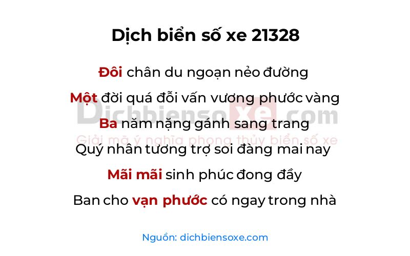 Dịch thơ biển số 21328