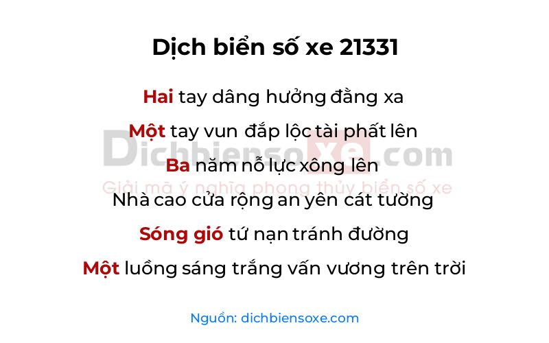 Dịch thơ biển số 21331