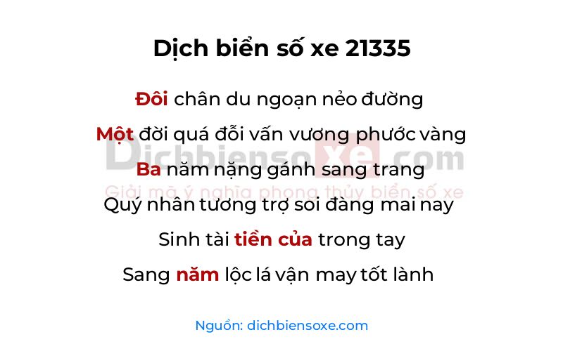 Dịch thơ biển số 21335