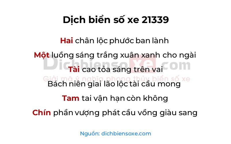 Dịch thơ biển số 21339