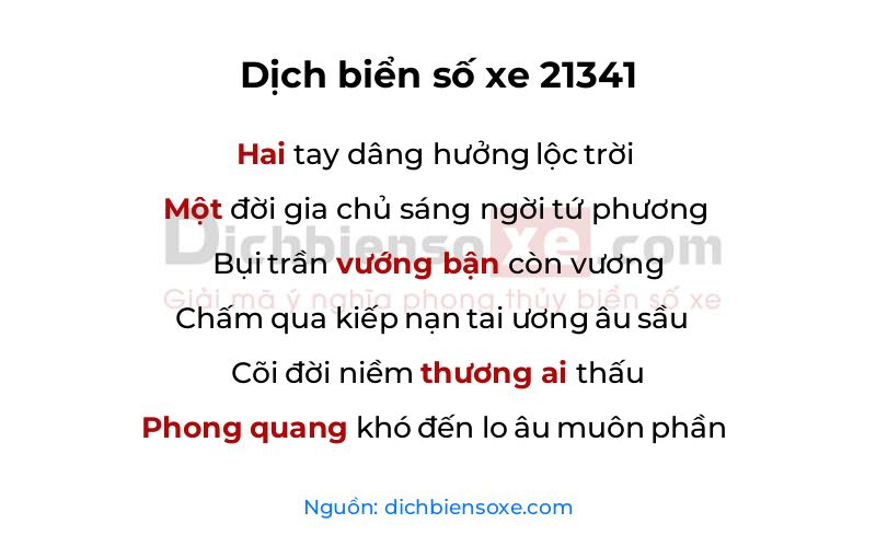 Dịch thơ biển số 21341