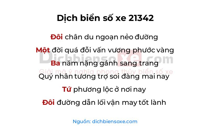 Dịch thơ biển số 21342