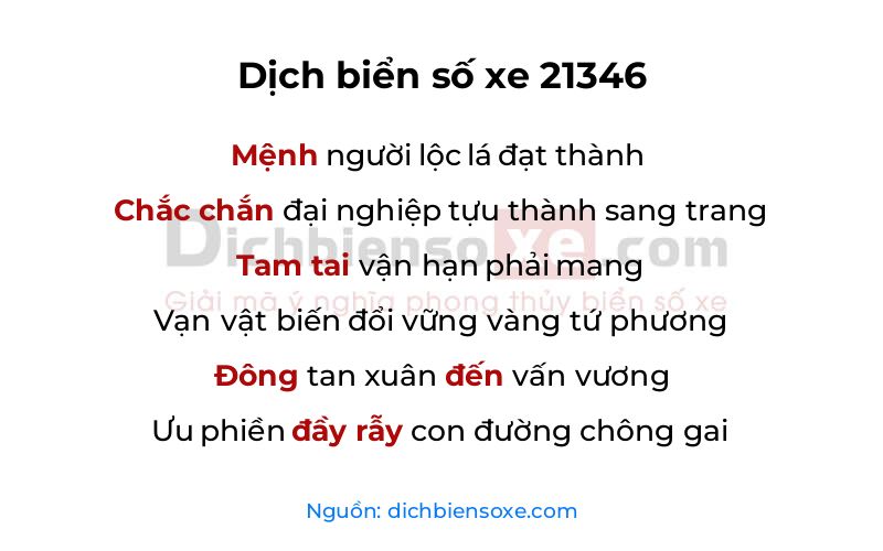 Dịch thơ biển số 21346