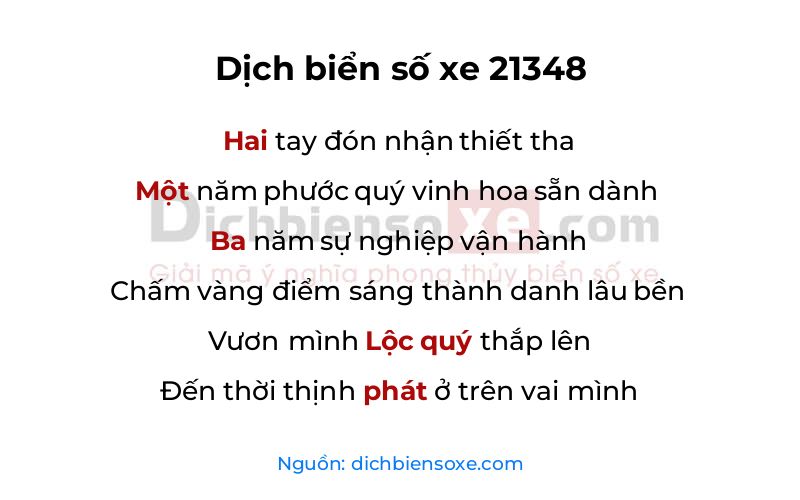 Dịch thơ biển số 21348