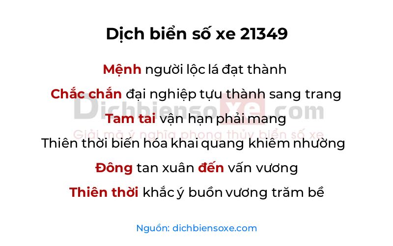 Dịch thơ biển số 21349