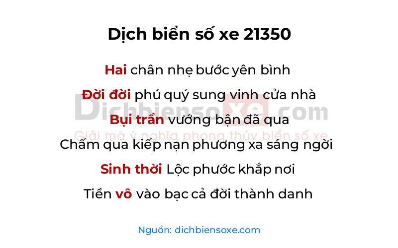 Dịch thơ biển số 21350