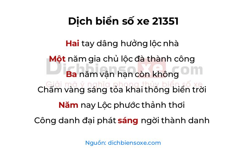 Dịch thơ biển số 21351