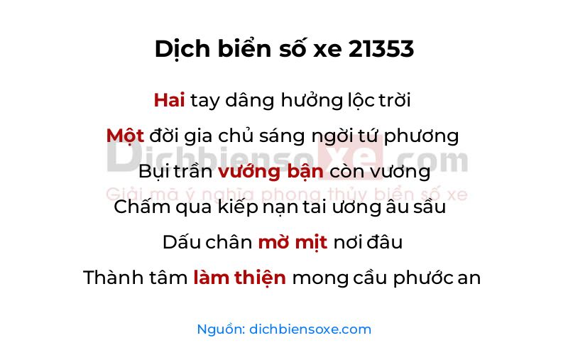 Dịch thơ biển số 21353