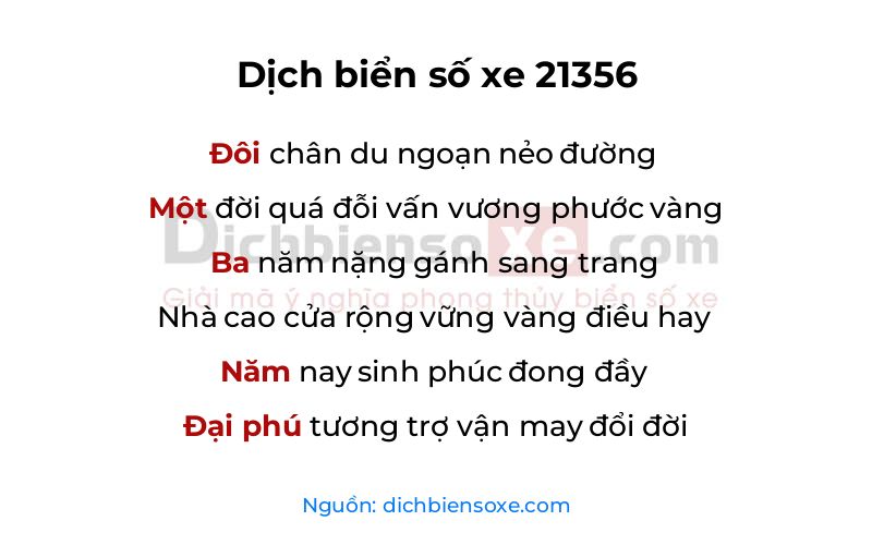 Dịch thơ biển số 21356