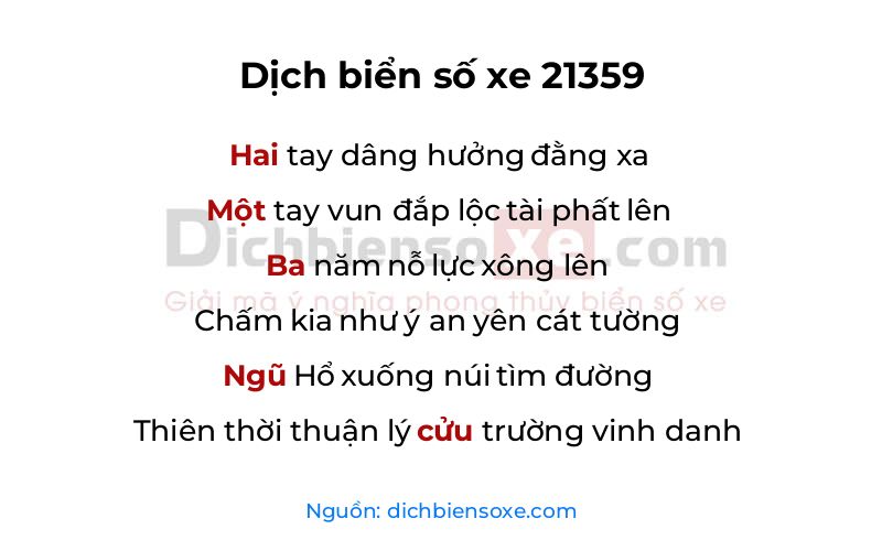 Dịch thơ biển số 21359