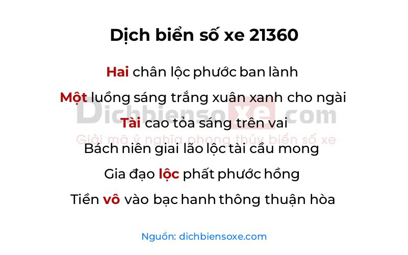 Dịch thơ biển số 21360