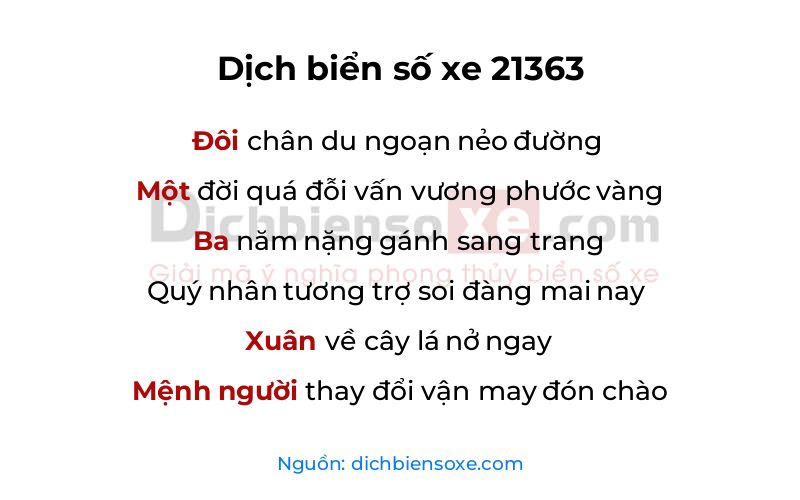 Dịch thơ biển số 21363