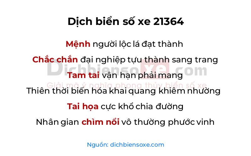 Dịch thơ biển số 21364