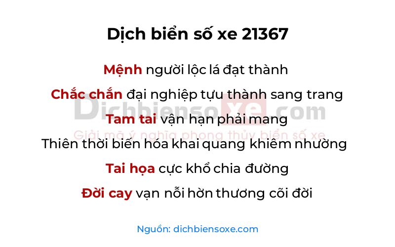Dịch thơ biển số 21367