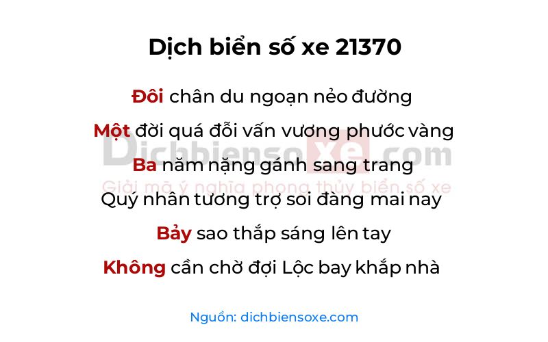 Dịch thơ biển số 21370