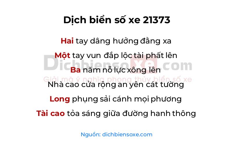 Dịch thơ biển số 21373
