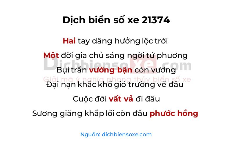 Dịch thơ biển số 21374