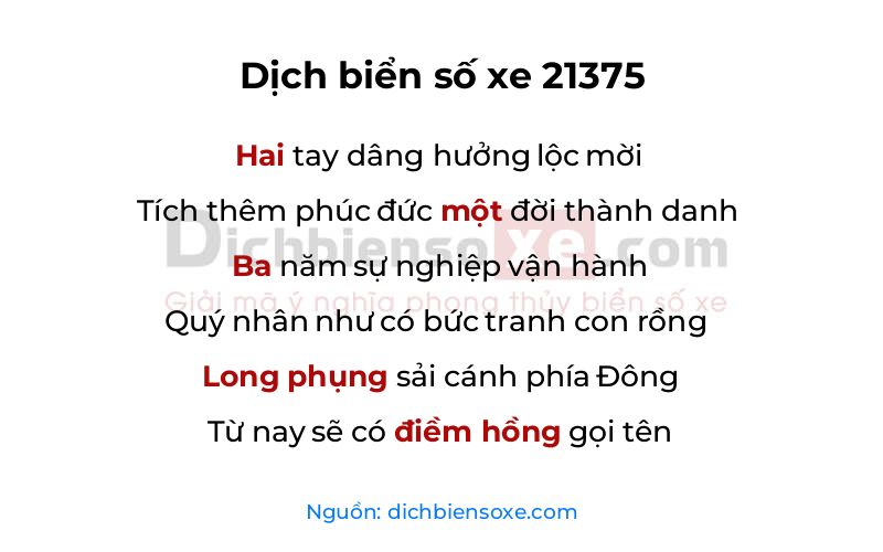 Dịch thơ biển số 21375