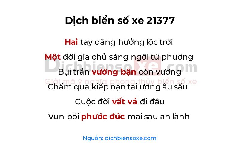 Dịch thơ biển số 21377