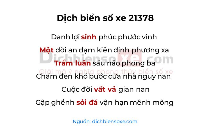 Dịch thơ biển số 21378
