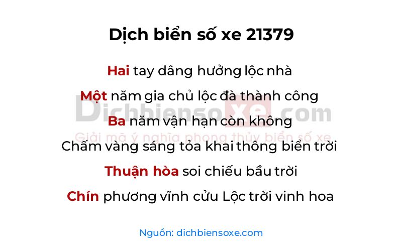 Dịch thơ biển số 21379