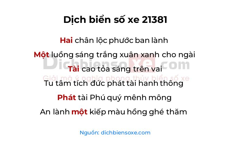 Dịch thơ biển số 21381