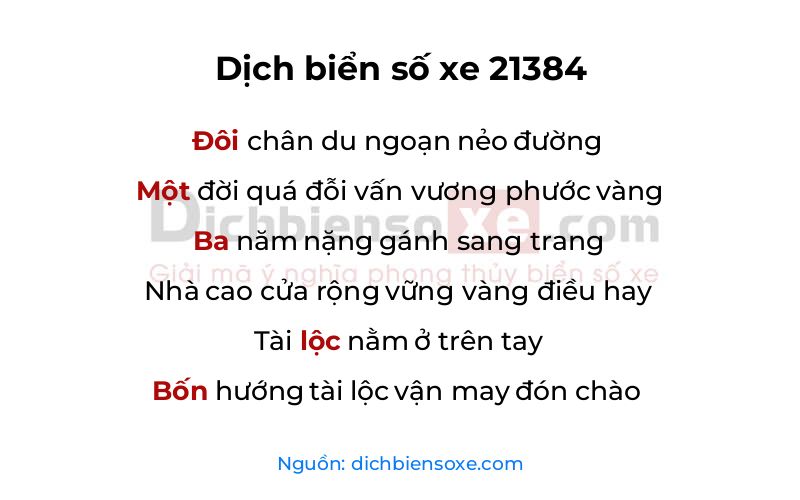 Dịch thơ biển số 21384