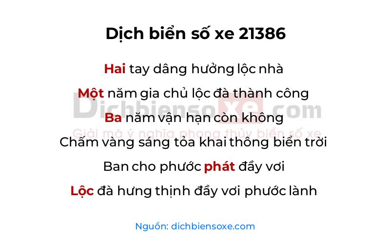 Dịch thơ biển số 21386