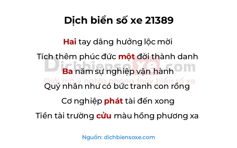 Dịch thơ biển số 21389