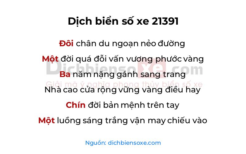 Dịch thơ biển số 21391