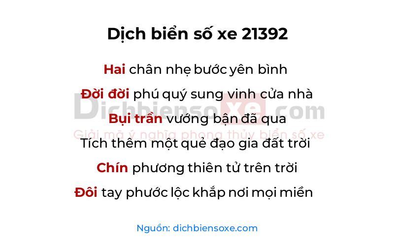 Dịch thơ biển số 21392
