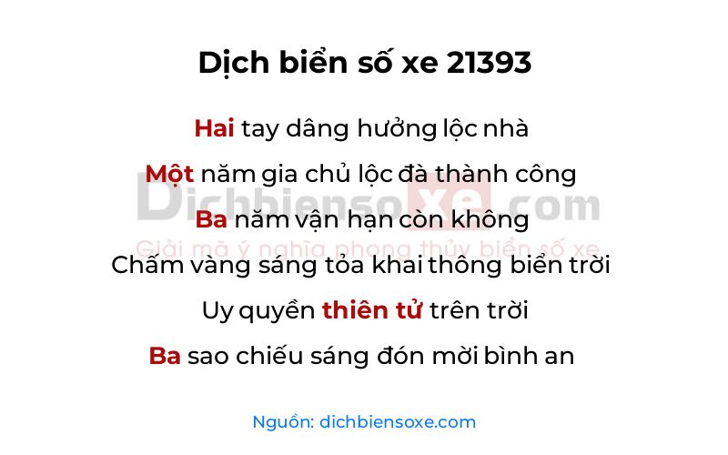 Dịch thơ biển số 21393
