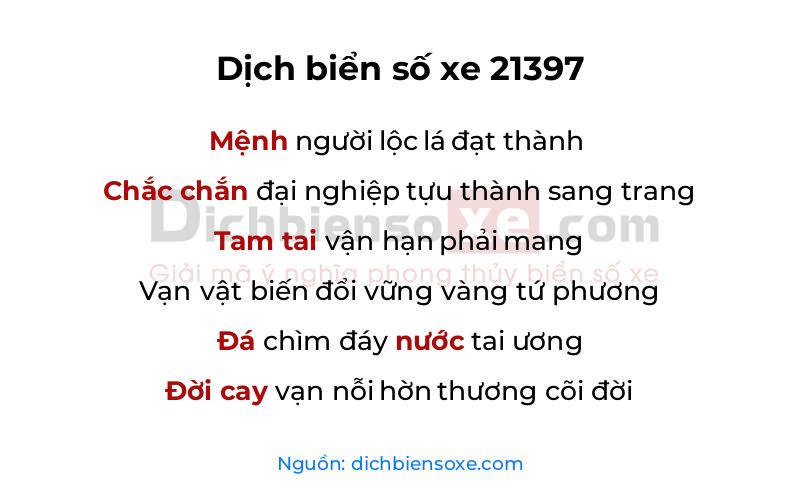 Dịch thơ biển số 21397