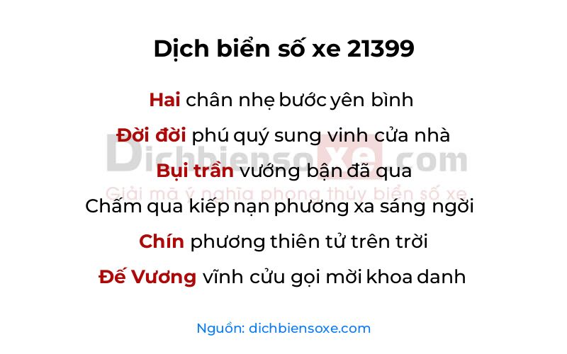 Dịch thơ biển số 21399